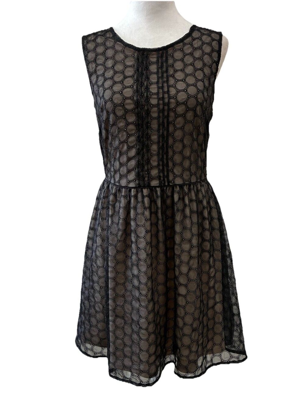 Black Sheer Dress Lined Embroidered Velvet Trim Fairy Cottage Sz. M By Sociology